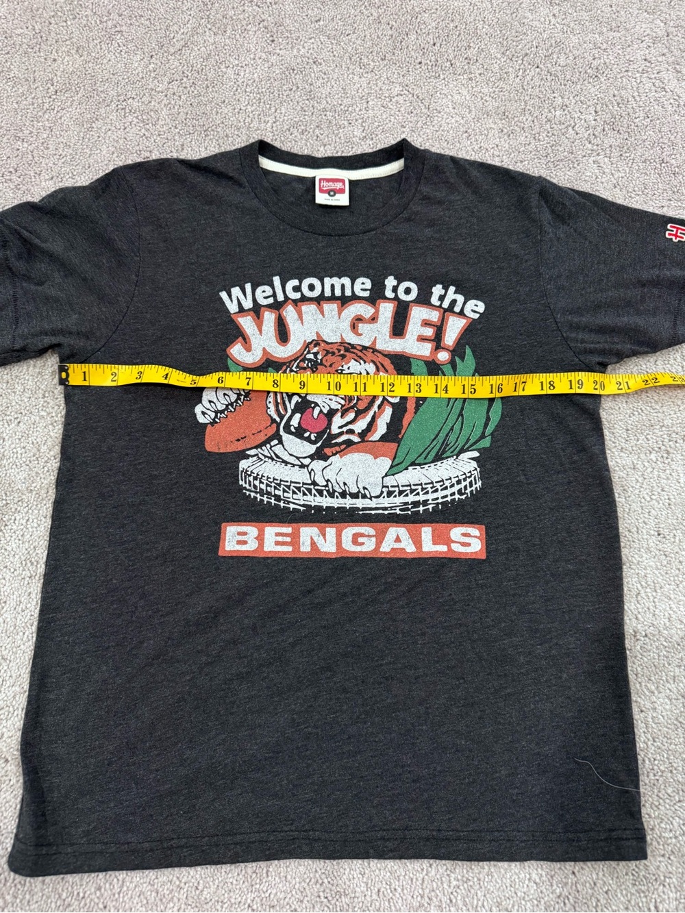 HOMAGE Charcoal Graphic Tee with Orange & White Accents - Picture 5 of 8